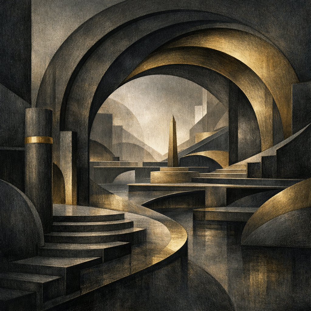 High end abstract illustration for a private wealth and legacy firm advisory firm symbolic architectural composition showing strategic wealth design a-1